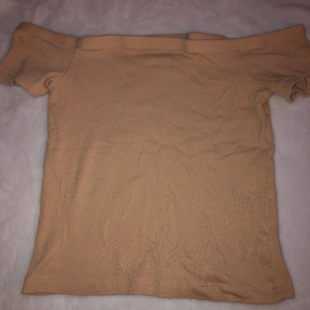 Off the Shoulder Nude Crop Top